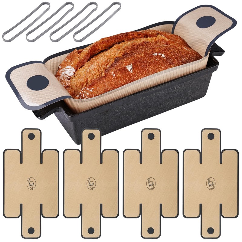 NiHome 4-Pack Silicone Bread Loaf Pan Liners, 19.29"x9.84", Brown 4-pack gallery