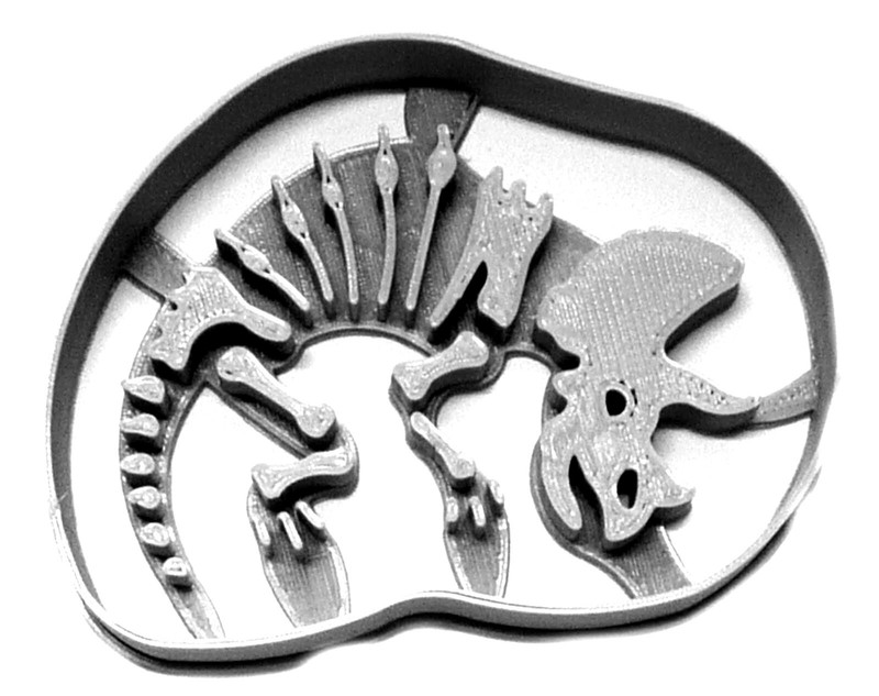 TRICERATOPS FOSSIL 3 THREE HORNED LARGE FRILL DINOSAUR COOKIE CUTTER USA PR2397