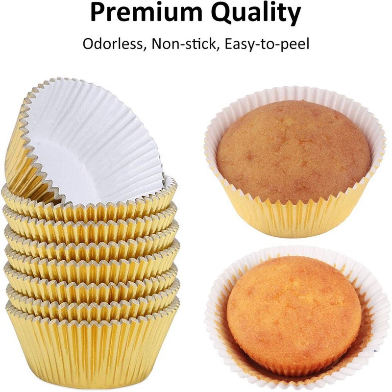 150-Pack Gold Foil Standard Cupcake Liners Premium Greaseproof Muffin Papers gallery