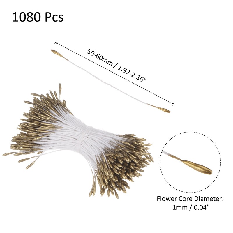 1080 Pack Double Heads Flower Stamen-1mm Flower Pistil for DIY(Golden) gallery