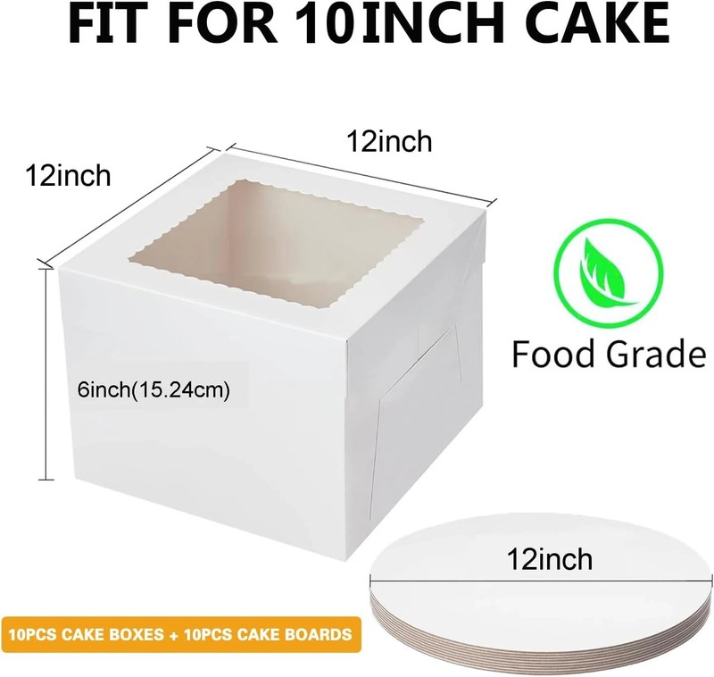 20 Pack 12X12X6 Cake Boxes with Boards 10 Pcs Cake Boxes 10 Pcs Cake Boards July gallery