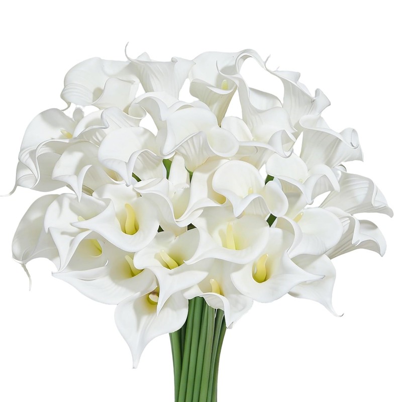 Heleze 30 Pcs Artificial Calla Lily Flowers Bouquet Faux Branches For Vase Fake