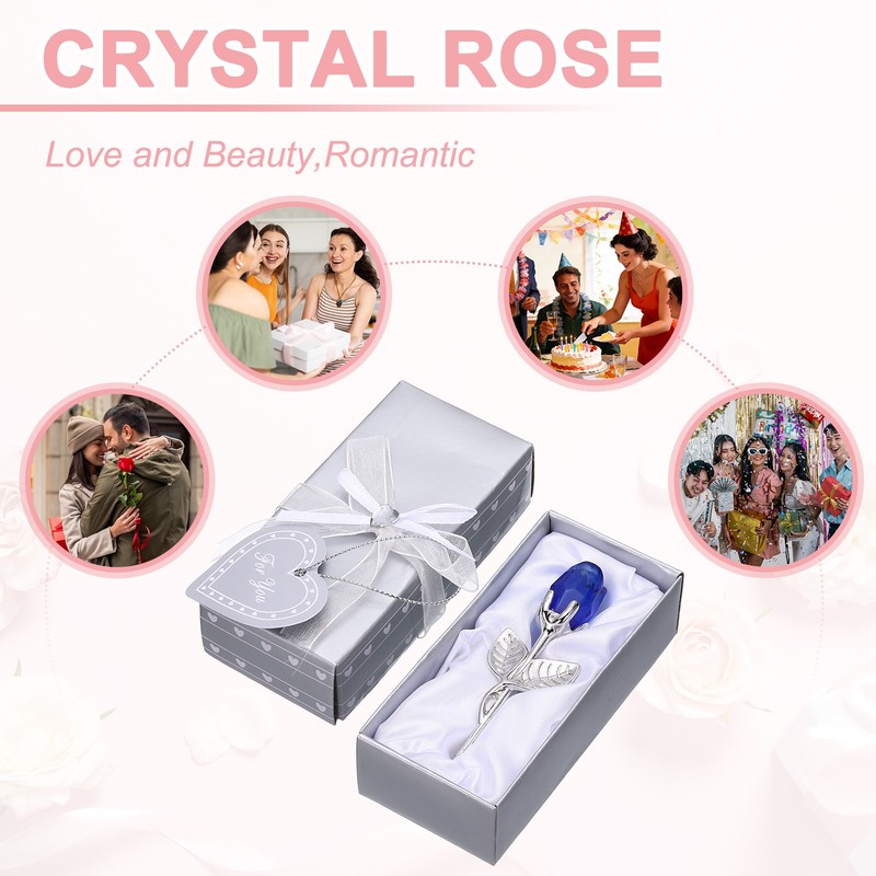 2 Pcs Mini Crystal Rose with Box, Romantic Crystal Rose, Blue&Silver gallery