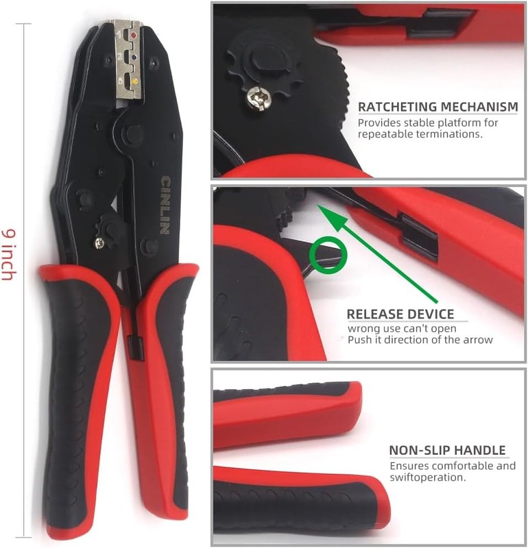Crimping Tool For Heat Shrink Connectors-AWG 22-10 Ratchet Wire Terminal gallery