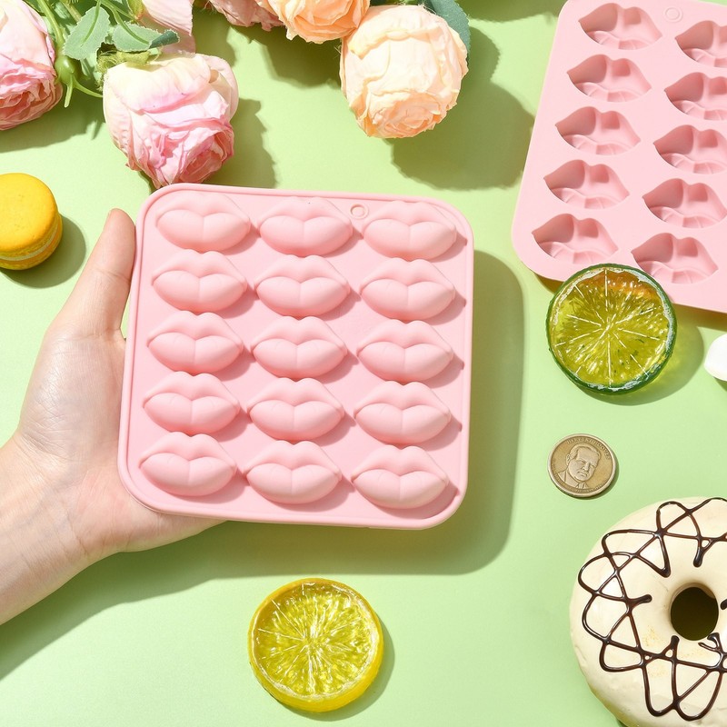 2pcs Lip Shape Mouth Silicone Mold Pink for Chocolate DIY Cake Sugarcraft Making gallery