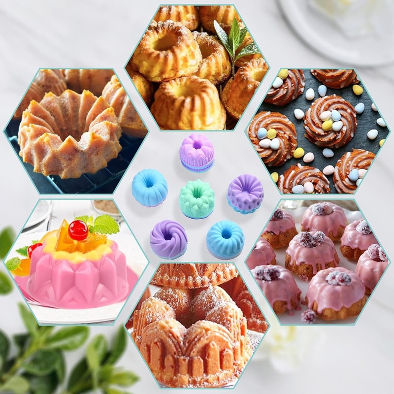 24-Pack Silicone Donut Molds Nonstick Baking Cups Muffin Pan Oven Safe gallery