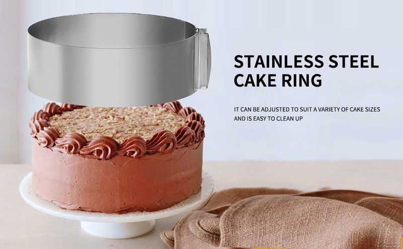 2 PCS 6 to 12 Inch Adjustable Stainless Steel Cake Mold Ring Set, Round Cake gallery
