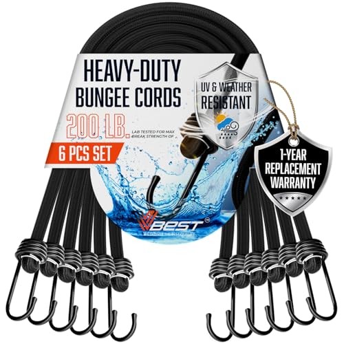 6 Piece Small Bungee Cords with Hooks 12 Inch – Heavy Duty 6×12″ – 6 Piece 1 ft