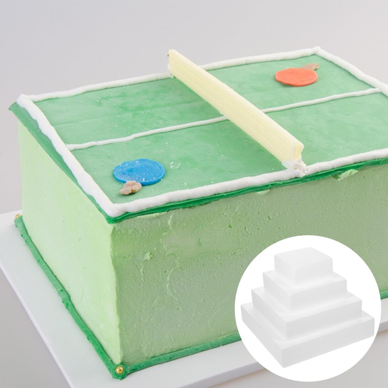 4pcs Square Foam Cake 4 6 8 10 inch Faux Cakes for DIY Crafts Baking Display ... gallery