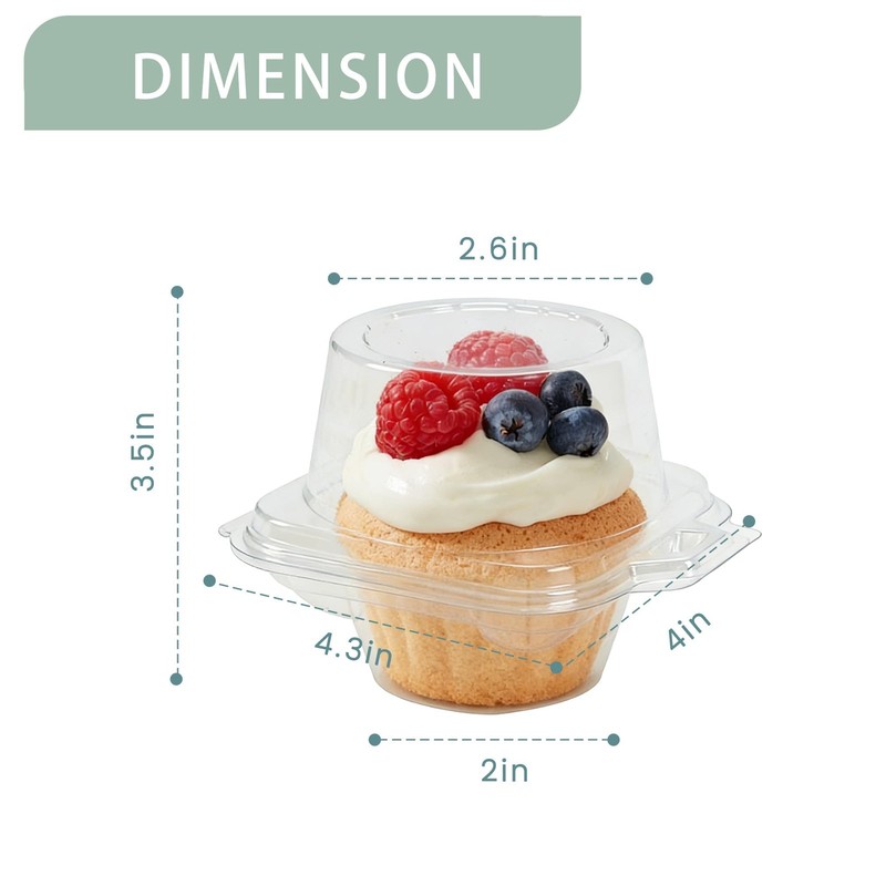 50 PCS Plastic Individual Cupcake Boxes Single Carrier Connected Airtight Lid gallery