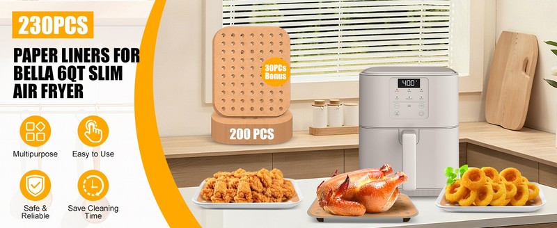 230PCS Air Fryer Paper Liners Perforated for Bella 6Qt Slim Air Fryer(5lb gallery