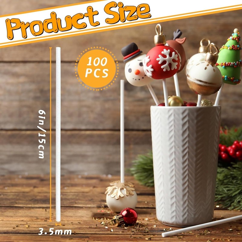 Versatile White Lollipop Sticks, 6-Inch Size for DIY Candy and Cupcake Toppers gallery