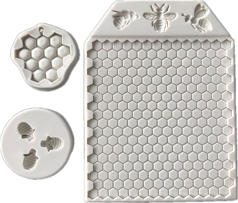 3 Pcs Silicone Bumble Bee Honeycomb Molds, Chocolate Cake Baking Mold Sugar F... gallery