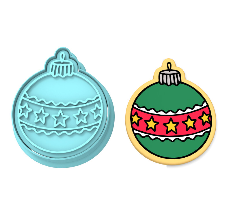 Christmas Ornament Cookie Cutter & Stamp #1 | Xmas Holiday Bulb Holiday