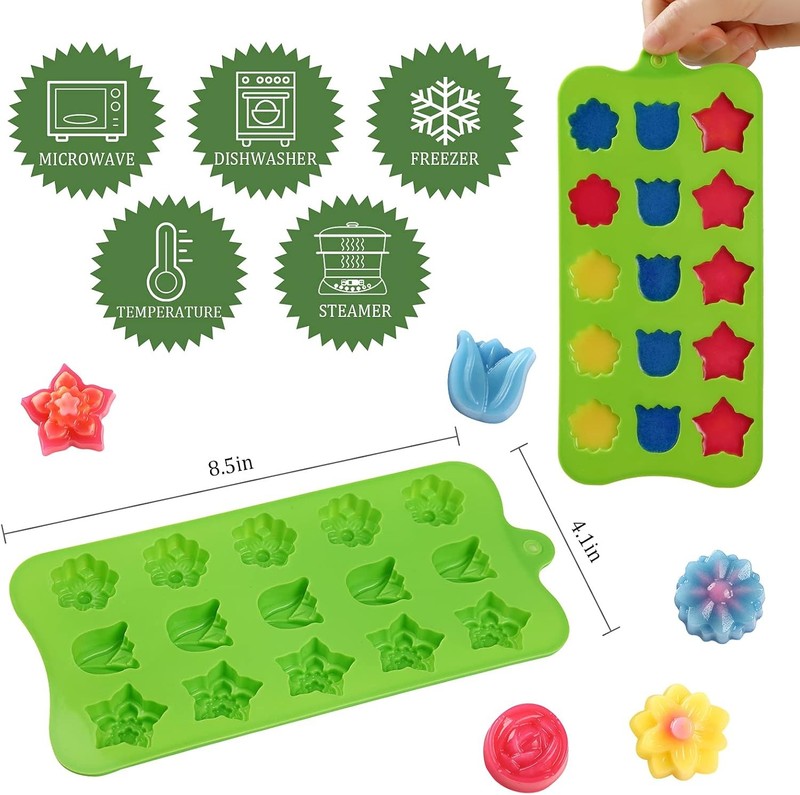 Flower Shape Chocolate Candy Molds Set,Heart,The stars,The rose,Flowers in gallery