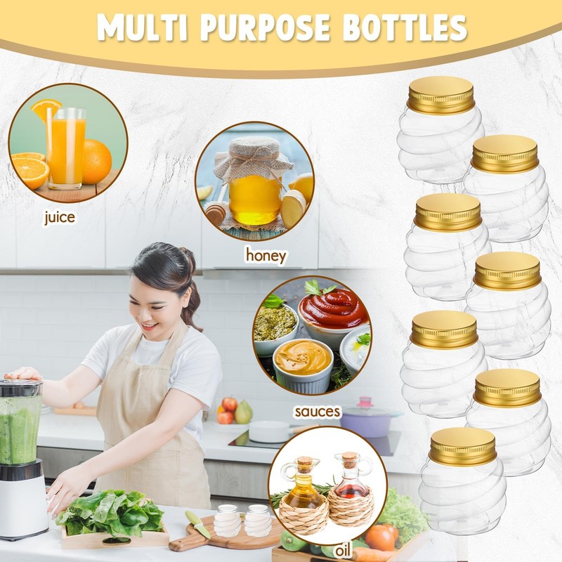50 Pcs 2 oz Mini Honey Jars Party Favors in Bulk Honeycomb Plastic Jars with ... gallery