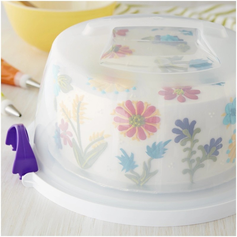 Reversible 10 Inch Round Cake Carrier with Lock Lid Holds 13 Cupcakes gallery