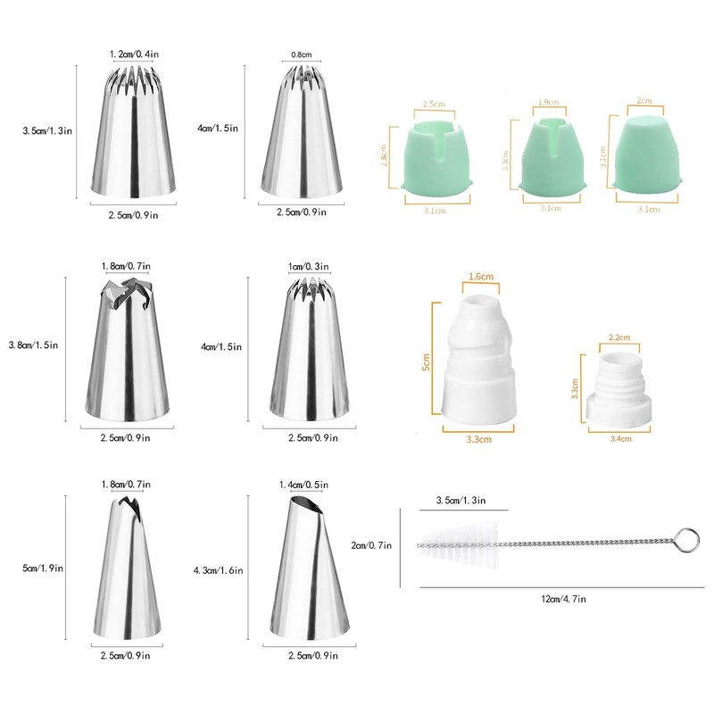 18Pcs Large Piping Tips and Couplers Set for Piping Bgs, Stainless Steel Cake... gallery