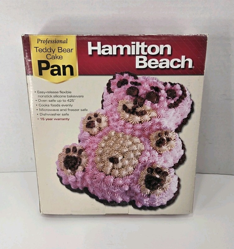 Hamilton Beach Professional Teddy Bear Cake Pan Mold- Yellow Silicone- gallery