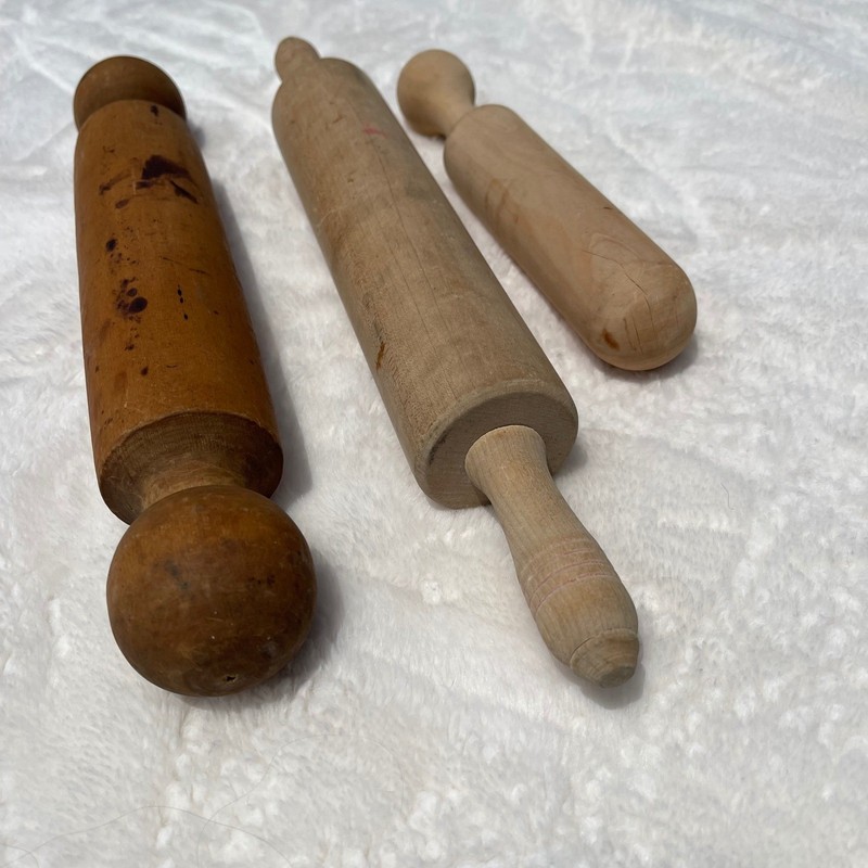 Vintage Wooden Rolling Pin Pestle Masher Set of 3 Primitive Farmhouse Kitchen gallery