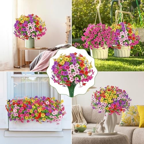20 Bundles Artificial Flowers for Outdoors Decoration Fake Silk Multi Color gallery