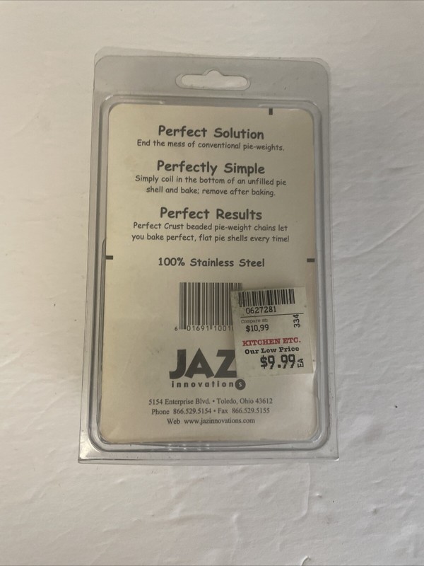 Jaz Innovations Perfect Crust Stainless Steel Beaded Pie Weight Chain NOS gallery