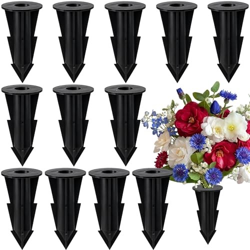 Pcs Memorial Artificial Flower Holder, Patio Garden Floral Ground 12 Black