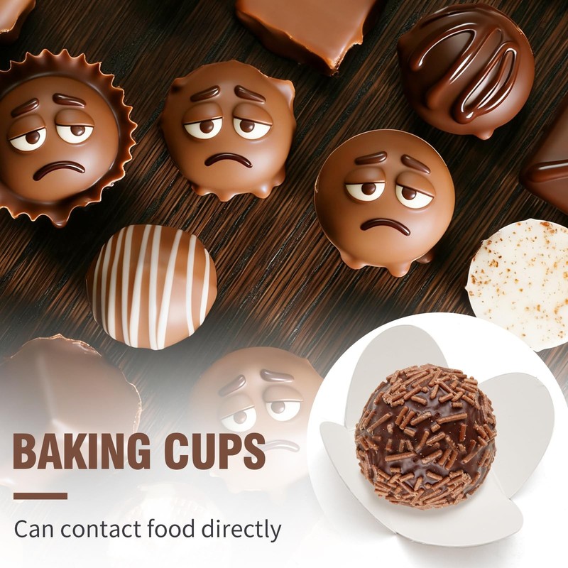200 PCS White Chocolate Paper Truffle Wrappers Baking Liners Candy Cups Gift gallery