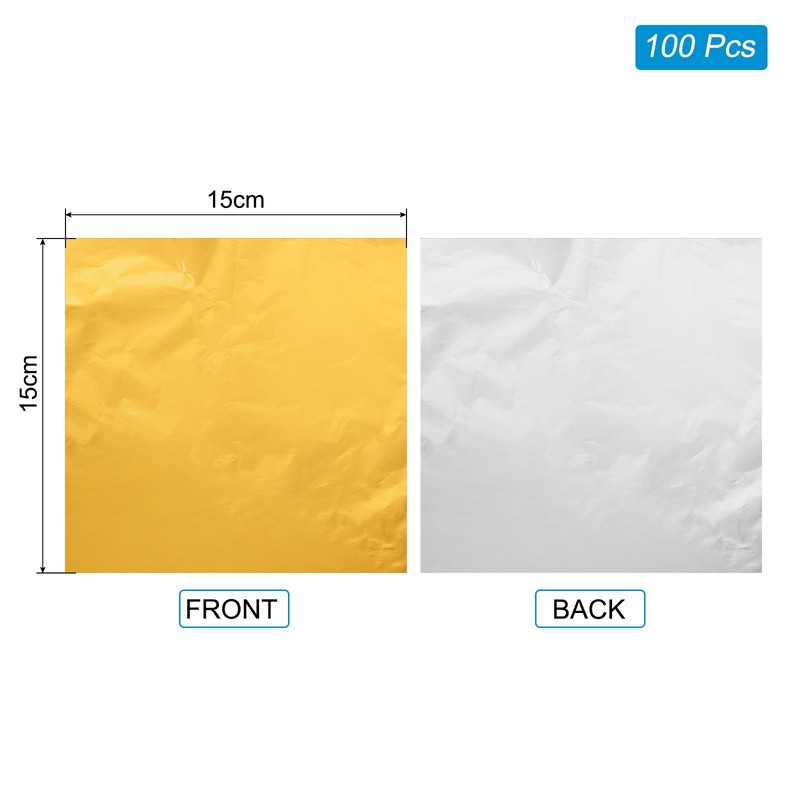 100pcs Candy Foil Wrappers, 6 x 6 Inch Chocolate Bar Wrappers, Gold gallery