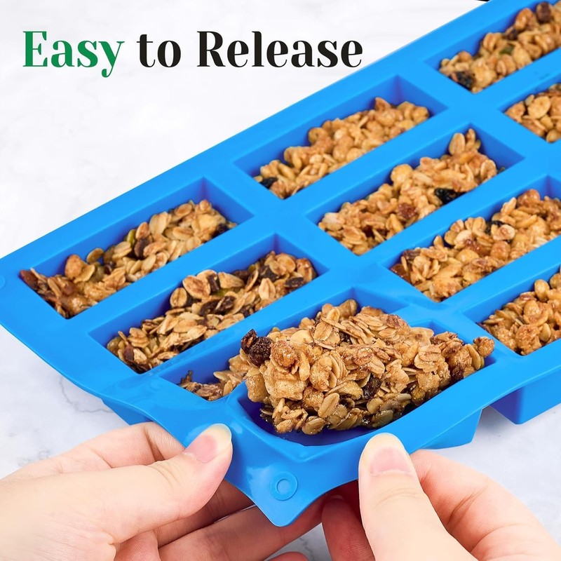 3PCS Silicone Granola Bar Mold 12 Cavity Rectangle Baking Mold gallery