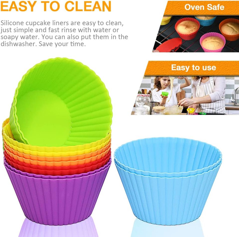 Extra Large Silicone Cupcake Muffin Cups 12 Pack, 3.54 Inch Muffin Liners, Reusa gallery