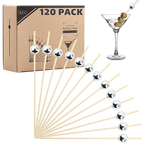 Cocktail Picks - (Pack) 4.75 Inch Pearl Toothpicks for Appetizers, 120 Silver gallery