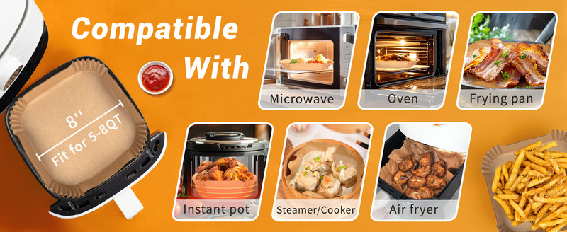 500Pcs Air Fryer Paper Liners, 8” Square Disposable Parchment Paper Liner gallery
