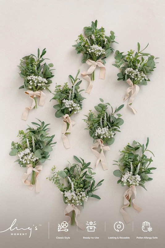 Ling'S Moment Lings Moment 8 White Aisle Pew Artificial Flowers Arrangements gallery