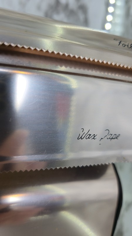 1950s West Bend Pink Aluminum 3-way Dispenser For Foil, Paper Towels & Wax Paper gallery
