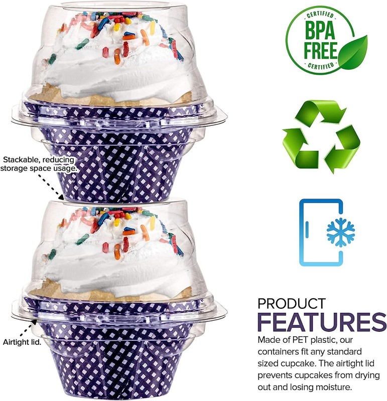 Cupcake Containers - Disposable with Airtight Dome Lid - 50 Count, BPA Free gallery