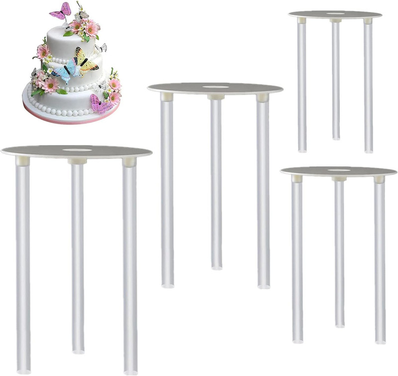 Suxgumoe Cake Tier Stacking Kit, 4 Pcs White Reusable Separator Plates for 4, 6, gallery