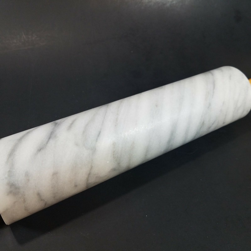 Vintage Heavy Real Marble Rolling Pin With Wood Handles 10" Roller gallery