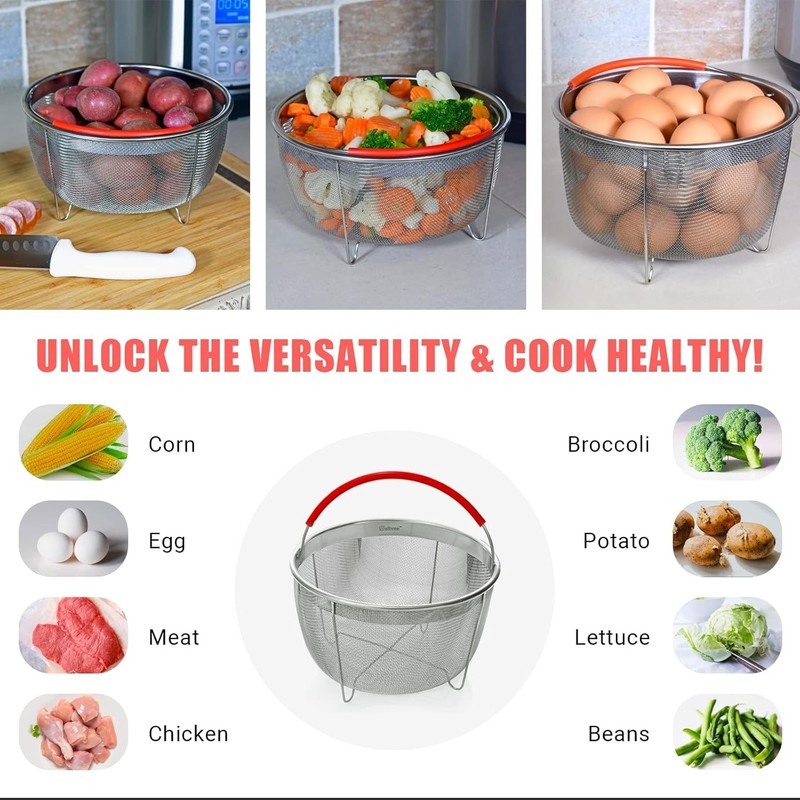 Steamer Basket w/ Handle for 6 Qt Instant Pot Aroma or Ninja Food Accessories gallery