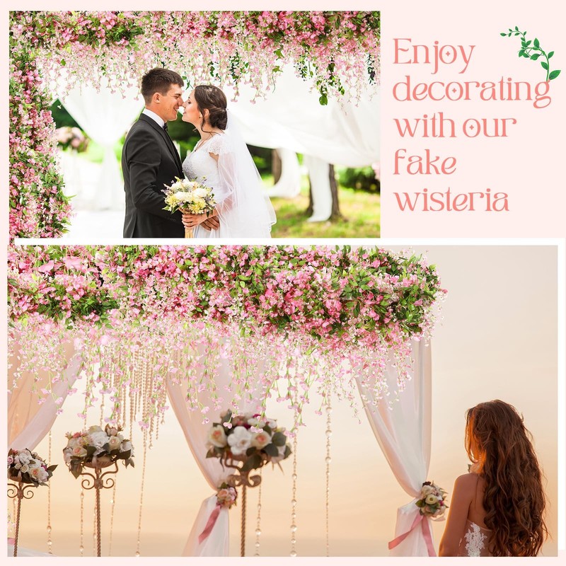 Crowye 10 Pcs 7.2Ft/Pcs Artificial Flowers Wisteria Garland Artificial Wisteria gallery