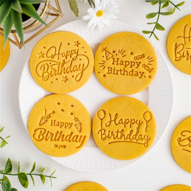 Birthday English Cookie Molds Fondant Cutter Plastic Texture for Home Baking gallery
