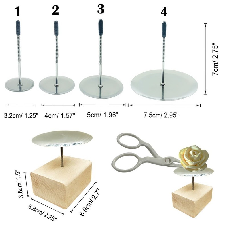 17 PCS Cake Decorating Supplies Tips Combo Flower Nail Lifters Wood Holder gallery