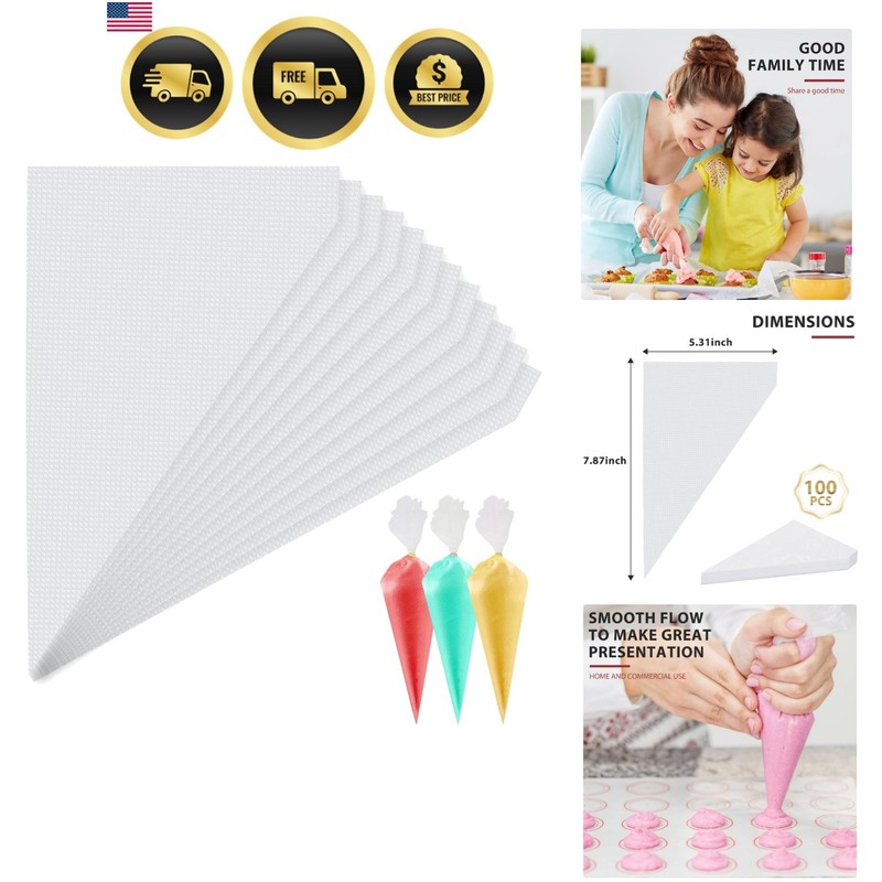 Thick and Strong 8-Inch Disposable Frosting Bags – 100 Perfect for Desserts