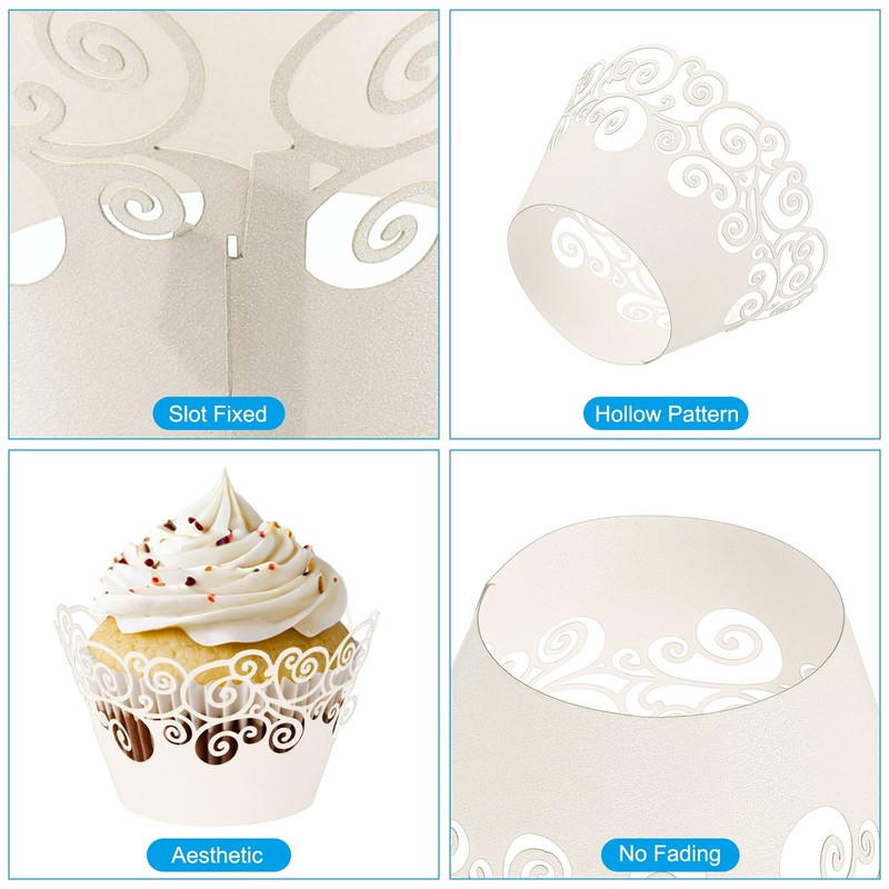 Cupcake Wrappers Paper, 50 Pack Baking Cups Standard Cloud Decor, Light Yellow gallery