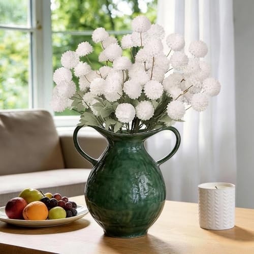 Artificial Flowers 12pcs Ball Chrysanthemums for Weddings Silk with White gallery