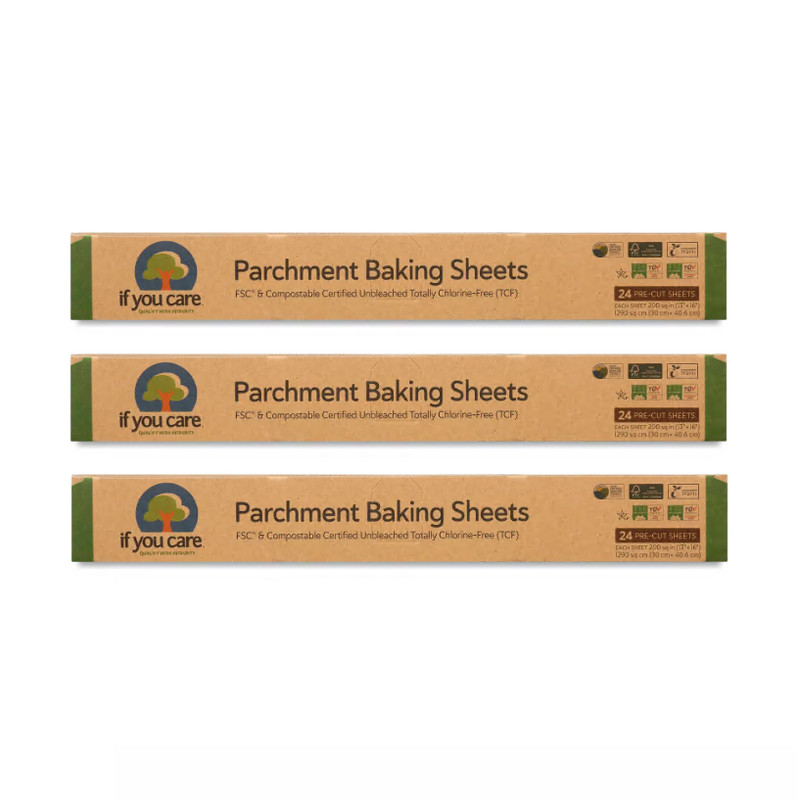 If You Care Compostable Unbleached Parchment Baking Sheets 24 count (Pack-3)