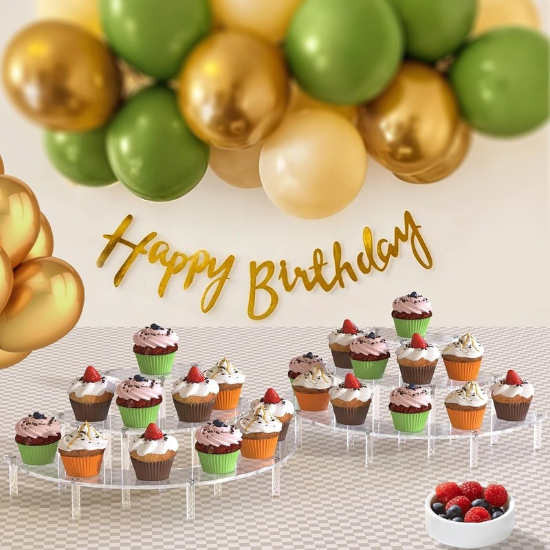 3 Tier Acrylic Display Risers 2 Pack, Half Moon Cupcake Stand, Clear Perfume ... gallery