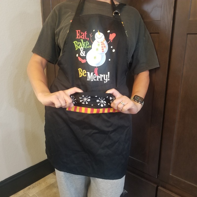 Black Holiday Christmas Snowman Cooking Aprin Pocket Snow Eat Bake Merry Cute gallery