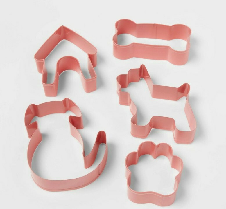 NEW Threshold 5pc Dog Cookie Cutter Set Stainless Steel Dog Bone Paw Doghouse