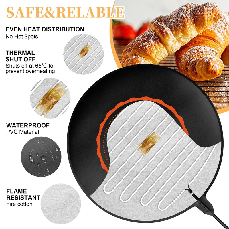 Bread Proofer Warming Mat,11.8" Sourdough Starter 11.9"L x 11.9"W, Black gallery